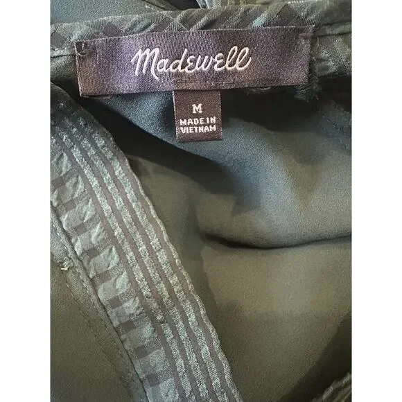 Madewell Long Sleeve Cutout Midi Dress Smoky Spruce Green Black Women's Medium - Picture 11 of 16